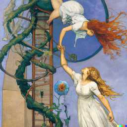 the discovery of gravity, painting by Alphonse Mucha generated by DALL·E 2